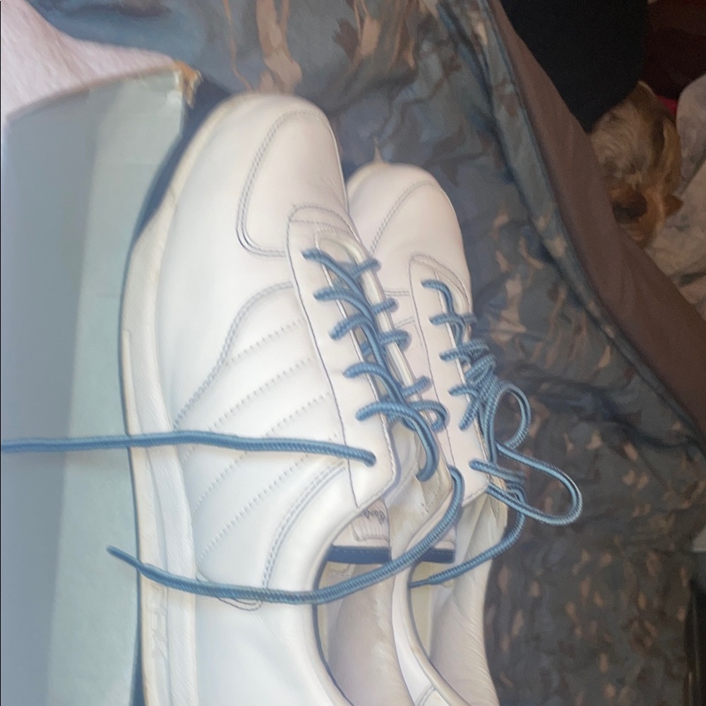 S. Carter Reebok White Sneakers with Blue Accents